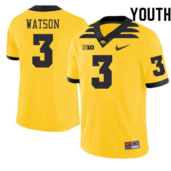 Youth #3 Jaylen Watson Iowa Hawkeyes College Football Jerseys Stitched-Gold